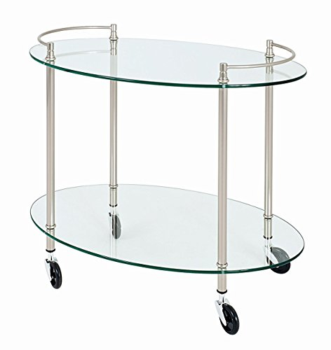 HAKU Möbel Servierwagen edelstahloptik, Metall, Sicherheitsglas 8 mm - Maße: B 68 cm x H 63 cm x T 46 cm, Style: Contemporary