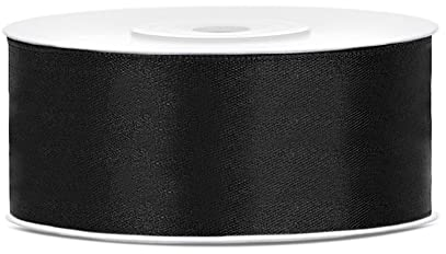 partydeco.pl 25m Satinband Satin Geschenkband schwarz 25mm breit