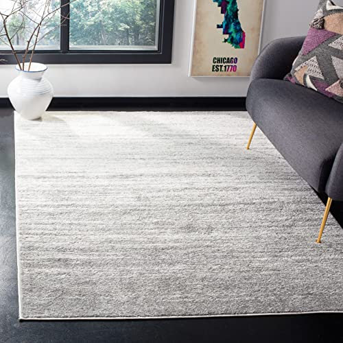 SAFAVIEH Modern Teppich für Wohnzimmer, Esszimmer, Schlafzimmer - Adirondack Collection, Kurzer Flor, Elfenbein und Silber, 122 X 183 cm