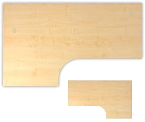 bümö Tischplatte 200x120 cm in Ahorn, Schreibtischplatte aus Holz, Holzplatte, Spanplatte kratzfest beschichtet, ABS-Kante, 120 kg Tragkraft für DIY Homeoffice Eckschreibtisch