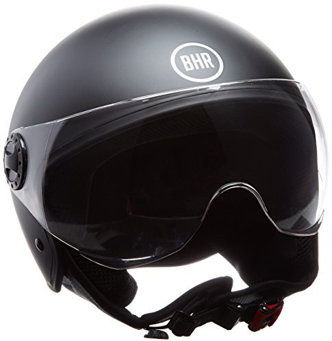 BHR Casco Demi-Jet 801 ONE| Casco Scooter Omologato ECE | Casco Motorino con Visiera Antigraffio e Sgancio Micrometrico | Nero Opaco | M