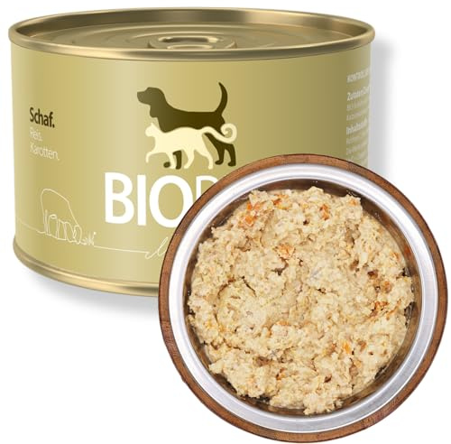 BIOPUR Bio Hundefutter Senior Schaf, Reis & Karotten – 12x400g Nassfutter – 100% Bio-Lebensmittelqualität – Schonende Rezeptur für ältere Hunde