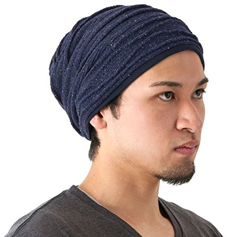 CHARM Herren Baumwolle Beanie Mütze - Strick Falten Long Chemo Hut Weich Bio