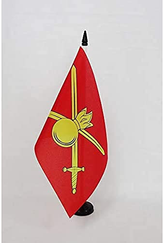 AZ FLAG - Drapeau De Table Armée de terre de la Russie 21x14 cm - Petit Drapeau Des Forces Terrestres Russes De Bureau 100% Polyester Avec Hampe De 25cm Et Socle En Plastique Noir