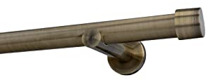 Sento 25mm Metall Gardinenstange Vorhangstange 1-läufig Messing Antik Modern 120 cm (1x120cm) ALBANA