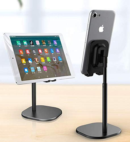 Verstellbarer Schreibtisch-Handy-Ständer, verbesserte Höhenverstellung, Handy-Halterung, Halterung, Halterung, Dock kompatibel mit iPhone Xs Xr 8 X 7 6 6s Plus SE 5 5s 5c, alle Smartphones – Schwarz