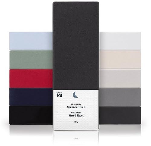 Blumtal® Basics Spannbettlaken für Topper 100x200 cm Jersey - Bettlaken 100x200 cm aus 100% Baumwolle - Oeko-TEX zertifiziertes Spannbetttuch 100x200 cm - Spannbettlaken Topper 100x200 cm - Anthrazit