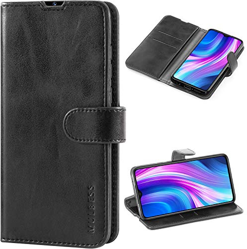 Mulbess Custodia per Xiaomi Redmi Note 8 PRO, Custodia Magnetica Flip con Chiusura, Sintetica Portacellulare Protezione, Vintage Nero