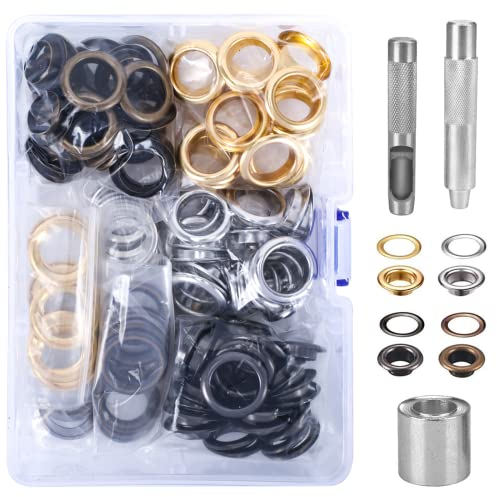 HO2NLE Kit Occhielli per Teloni 16mm Occhiellatrice per Teloni Set Occhiello Strumento Pinza Occhiellatrice Professionale con Strumenti per Scarpe Borse Abbigliamento 4 Colori