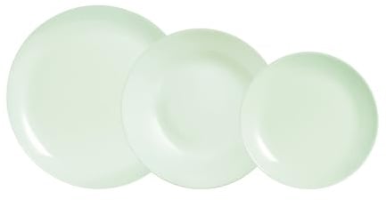 LUMINARC DIWALI PARADISE, Vajilla Vidrio Opal verde 12 Piezas, 4 Personas
