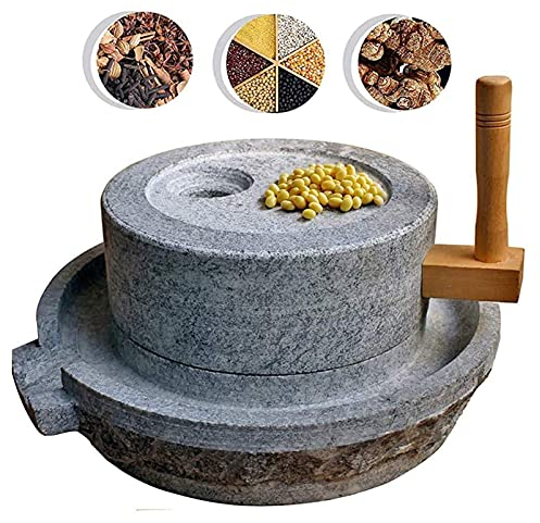 LJXX Manual Grain Mill, Stone & Stainless Steel, 30 x 40cm, Grinder for Cereals, Spices, Herbs
