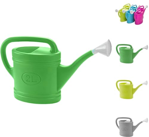 PLASTIFIC Regadera de plástico ligero rociador de agua botella de riego desmontable rosa para jardín, casa al aire libre, planta de bonsai (2 L, verde - regadera de plástico)