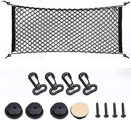Auto Kofferraumnetz, Schutznetz,Elastisch Kofferraum Aufbewahrung Netz Aus Nylon Mit 4 Haken, Anzug Für Meisten Arten Von Fahrzeugen, 110 x 50 cm