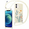Yoedge Handykette Handyhülle für iPhone 12 Mini Hülle mit Band Kette 5,4, Necklace Schutzhülle mit Kordel zum Umhängen TPU Stoßfest Silikon Case mit Aesthetic Muster für iPhone 12 Mini, Floret