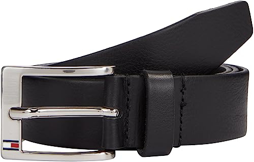 Tommy Hilfiger Herren Gürtel New Aly Belt Ledergürtel, Schwarz (Black), 85 cm