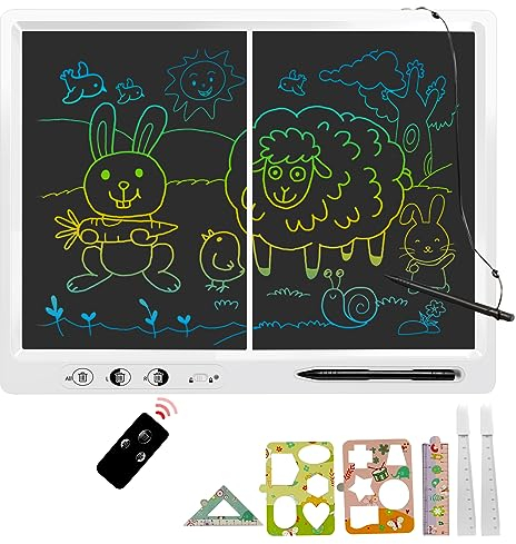 LCD Schreibtafel Kinder,22 Zoll Dual Screen it 2 Stiften und verstellbarem Stand LCD-Schreibtablett Kind, Erwachsener Lehrer Bildung Bürobedarf, Weihnachtsgeschenke für Jungen und Mädchen