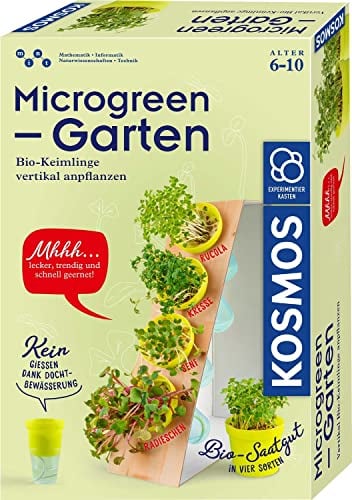 KOSMOS 636135 Microgreen-Garten, Bio-Keimlinge vertikal anpflanzen und genießen, Gemüse-Keimlinge züchten auf der Fensterbank, Experimentierkasten für Kinder ab 6 bis 10 Jahre