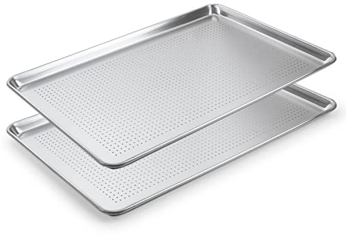 Cookie Sheet Baking Pan – Aluminum Baking Pan 2 pack of 18x26-inch - for Commercial and Home Use – Oven Safe Full Size Sheet Pan Ideal for Cookies, Treats, Roast, Vegetables – Easy to Clean.