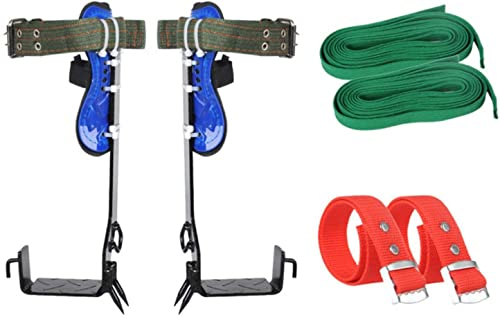 LIJBN Tree Crampons Set With 2 X Straps (Random Colour) And 2 X Ankle Straps, Upgrade Non-Slip Climbing Tree Crampons, Tree Climbing Equipment,A