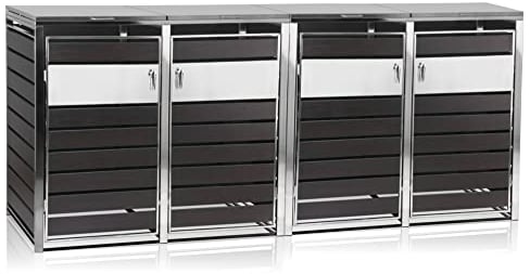 Zelsius Mülltonnenbox 4er Müllbox | 120-240 Liter | Anthrazit | inkl. Erweiterungsmöglichkeit | Aufbewahrungsbox für Mülltonnen, Mülltonnenbox 4 Tonnen