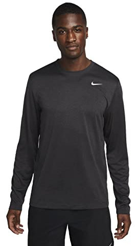 Nike Men's Dry Training Long Sleeve Shirt (as1, Alpha, m, Regular, Regular, Dark Charcoal Heather), Black