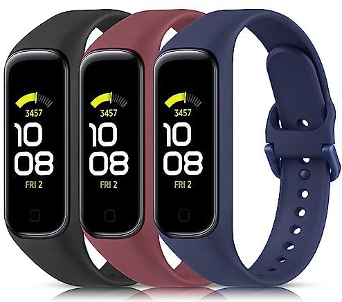 【3 Pezzi】 Cinturino Per Samsung Galaxy Fit 2 SM-R220, Cinturini Traspirante Braccialetto di Ricambio per Samsung Galaxy Fit 2,Nero+Vino Rosso+Blu