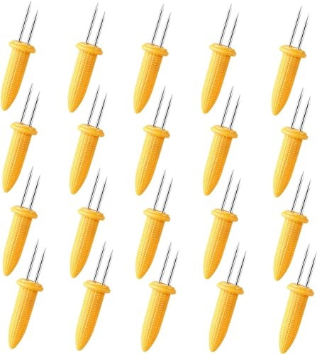 LATRAT 20 unidades de acero inoxidable para maíz, brochetas de maíz, soporte para maíz, pinchos para barbacoa, mazorcas de maíz, accesorios para barbacoa, soporte para maíz, pinchos de frutas