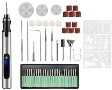 Kahdsvby Stylo de gravure rechargeable par USB avec 58 embouts, kit d'outils de gravure DIY pour sculpter des , du verre, du métal et du plastique