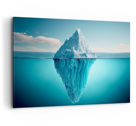 ARTTOR Leinwandbild 100x70cm Wandbild Landschaften - 5733 | Berg Eisberg Wasser Groß Wanddekoration Wohnzimmer Schlafzimmer Küche Wanddeko Wand Kunstdruck Wandkunst Wall Decor ARTTOR