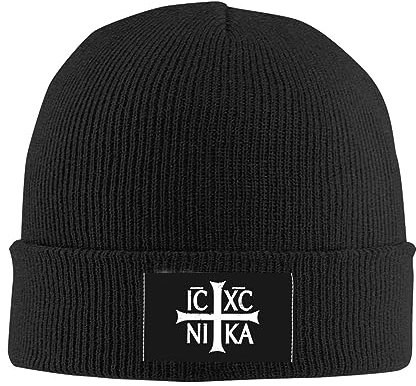 501 Beanie Mütze Ic Xc Nika Kreuz Christogorthodox Östliches Christentum Schwarz Beanie Hat Bequeme Cuffed Hats Klassisches Strickmütze Für Wandern Radfahren Fischen