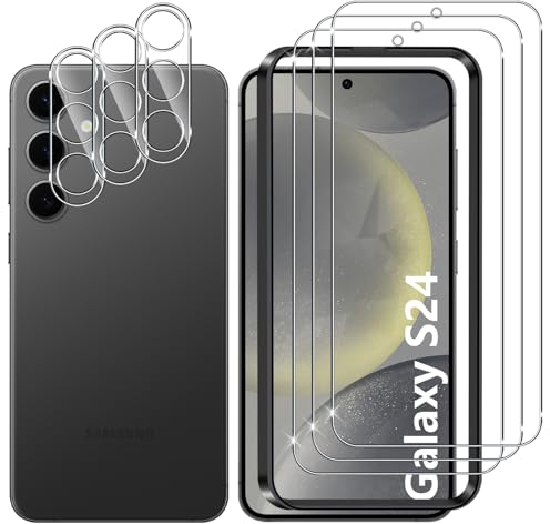 Lutree per Samsung Galaxy S24 5G Vetro Temperato, 3+3 Pezzi Pellicola Protettiva+Pellicola Fotocamera, Durezza 9H Anti-Graffio Anti-Impronte HD Senza Bolle Protezione Schermo