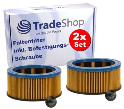 2x Trade-Shop Faltenfilter/Lamellenfilter kompatibel mit Starmix GS 1032 HK, AS-Serie, GS-Serie, HS-Serie, NSG-Serie, NTS-Serie, uClean, eSwift