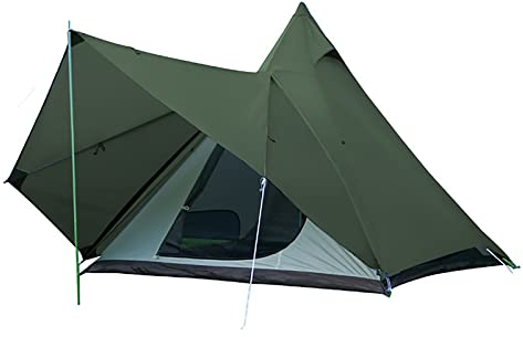 Tragbares Camping-Pagoden-Tipi-Zelt, Outdoor-Camping-Pyramide, Tipi-Zelt mit großem Platz für 3–4 Personen für Rucksackreisen, Wandern, Angeln, Kanufahren, Reisen, Winter