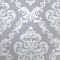 SOPHIE LAURENCE Silver Floral Damask Wallpaper - Metallic Finish, Vintage Style, Paste The Paper, Washable - 0.53m x 10.05m Roll
