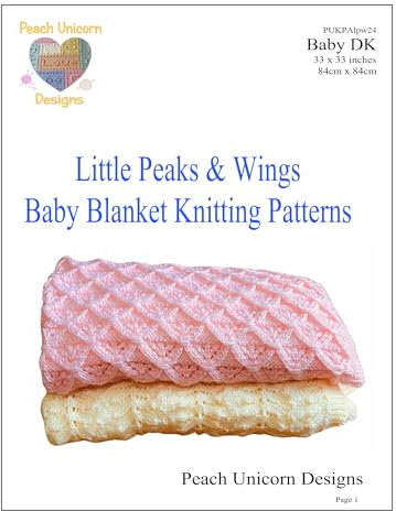 Knitting Patterns for Baby Blankets x 2, Little Peaks & Wings, Double Knit DK Yarn. Beginner Lace Patterns A5 Booklet Size