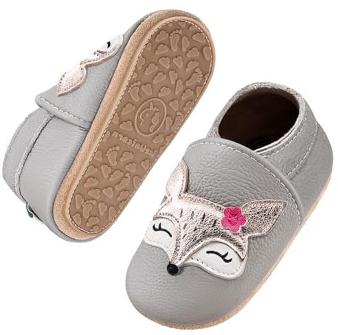 IceUnicorn Krabbelschuhe Baby Lauflernschuhe Weicher Leder Jungen Mädchen Lederschuhe Babys Rutschfeste Krabbelschuhe mit Gummisohle Babyschuhe