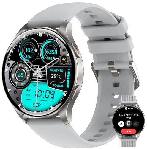 IOWODO Reloj Inteligente Hombre Mujer con Llamadas, 1.43 AMOLED Smartwatch con 2 Correas, Monitor Cardíaco 24h, SpO2, Sueño,120 Modos Deportivos,IP68, para iOS/Android