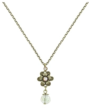 Konplott Kette mit Anhänger Love, Shine and Flowers beige gelb antik Messing