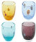 CC Zecchin Set of Four 4 Murano Glass Shot Artisan Blue Purple Yellow Millefiori 2oz Venice