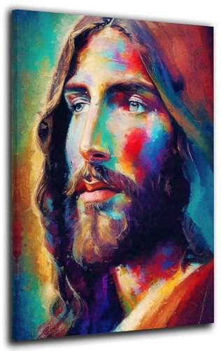 ARTEDinoi Tableau moderne sur toile Peinture de Jésus décoration murale Taille 150x100x4cm