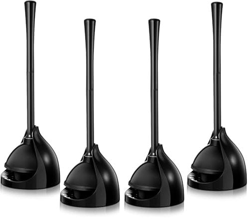 Reallnaive 4 Set Toilet Plunger with Holder Heavy Duty Toilet Plunger with Cover Plungers for Bathroom with Holder Plunger with Unique Holder Bathroom Plunger Toilet Plunger and Holder Combo