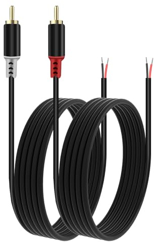 RULGOI RCA to Speaker Wire Adapter, 2 Bare Wire Cable to RCA Plug Adapter - 20AWG, 5 Meter for Speaker Amplifiers, Audio Video AV Receivers, TVs, Subwoofers