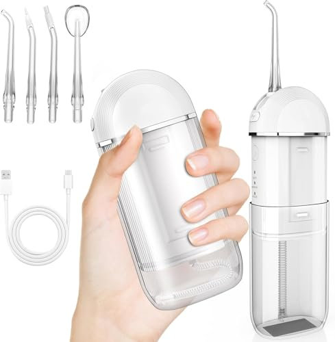 Jet Dentaire Hydropulseur Sans fil:Detartreur Dentaire avec 3 Modes et 4 Buses, Hydropulseurs et Irrigateurs Oral Dentaire Rechargeable pour Voyage et Maison Soins Hygiène de Dents, IPX7 Etanche