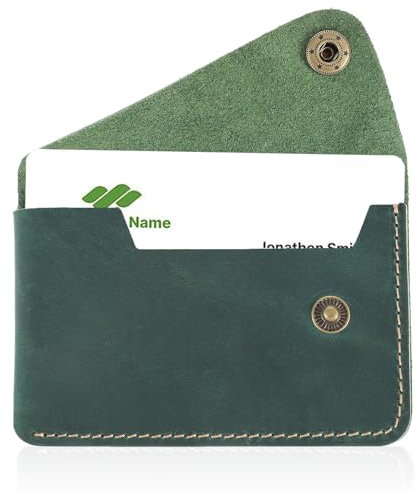 Étui Vintage pour Cartes de Crédit avec Rabat,Mini Porte-monnaie,Élégant Fin Visite Étui,Pratique Léger Carte d'affaires,Rabat Porte-Monnaie et Cartes en Cuir Souple Brillant Porte-monnaie Plat (Vert)