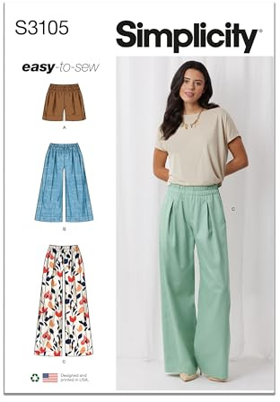 SIMPLICITY Sewing Pattern SS3105A Misses' Shorts and Trousers A (XS-S-M-L-XL-XXL)