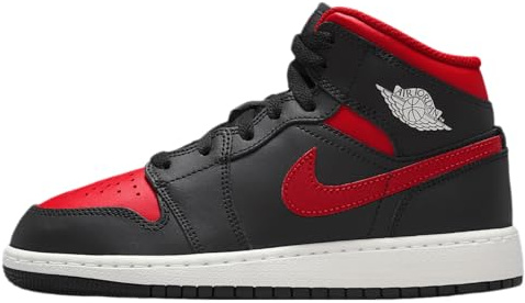 Air Jordan 1 Mid (GS) Nero/Rosso VERSITÀ-Bianco Summit, Nero | Rosso Varsity | Summit White, 5 Big Kid