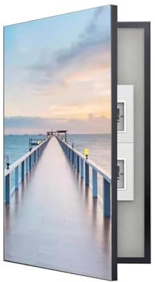 Peinture décorative pour compteur électrique – Image et cadre en aluminium, couvercle de panneau électrique – Masquer le tableau des mesures pour cuisine (cadre noir, 50 x 100 cm)