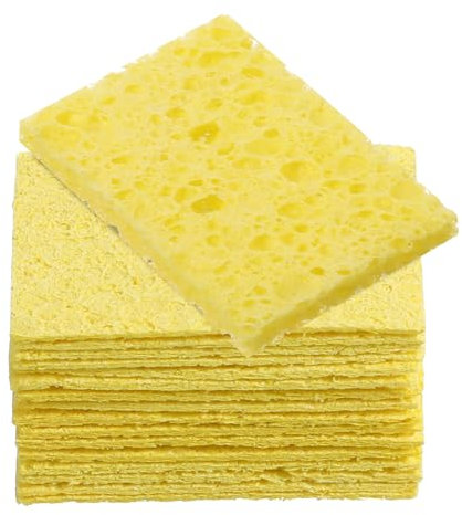 HJZHII 60 Stück Lötschwämme, 2 x 1,4 Zoll Lötspitzenreiniger Ersatz Lötkolben Reinigungsschwämme Hochtemperaturbeständige Schweißlötkolben Reinigungspads Löt Zubehör für Werkbänke und Werkstätten