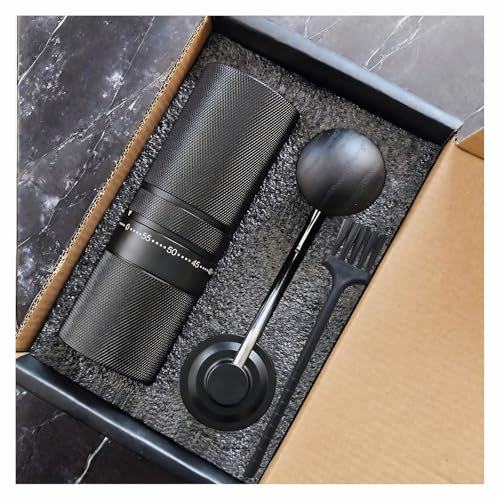 Manual Coffee Grinder with Precision Ceramic Burr, 60 Grades Adjustable, Aluminum Spice Grinding Manual Use, Small Coffee Bean Mill, Ideal for Drip, Travel-Friendly (Black,Aluminium)