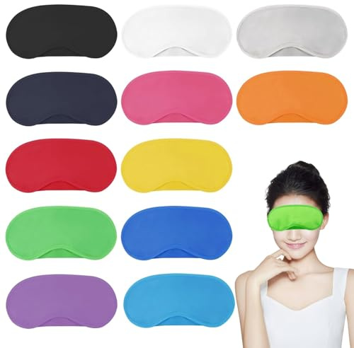 12 Stücke Bunte Augenbinden,Schlafmasken Set Mehrfarbig Augenbinden, Augenbinden Kinder,Mehrfarbige Schlafmaske,Bunte Schlafmasken Augenbinde Schlaf Augenmaske mit Nasenpolster Schlaf Augenklappe.